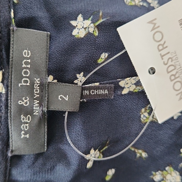 NWT RAG & BONE Tamar Twist-Front Navy Floral-Print Georgette Maxi Dress Size 2 - Picture 17 of 17